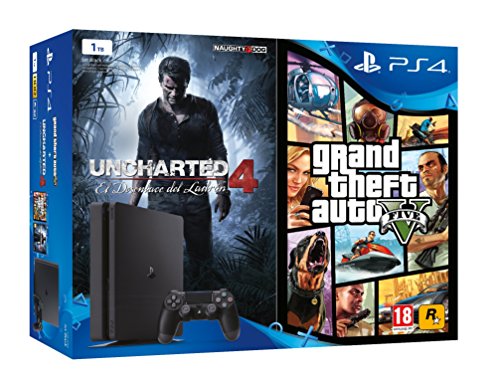PlayStation 4 (PS4) - Consola De 1 TB + Uncharted 4: A Thief's End + Grand Theft Auto V