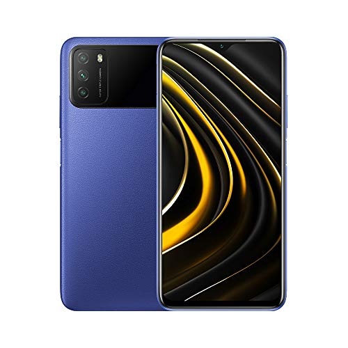 Poco M3 Smartphone 4GB 128GB 6.53" FHD+ Large 1080P FHD+ Display 48MP Triple cámara 6000mAh batería Altavoces duales 3.5mm Headphone Jack Azul [Versión Global]