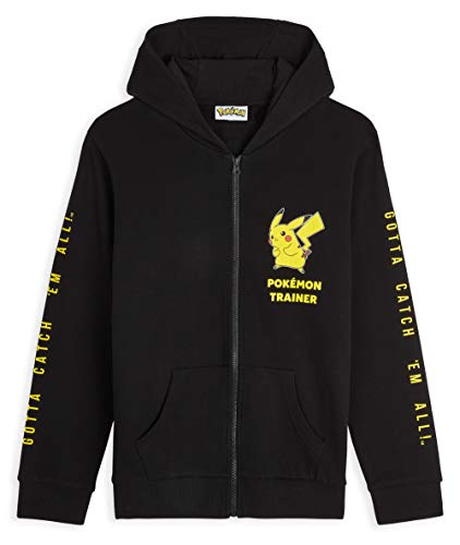 Pokèmon Sudadera Niño con Capucha, Sudadera Negra de Pikachu con Cremallera, Ropa para Niño Algodon 100%, Merchandising Oficial Regalos para Niños y Adolescentes Edad 4-14 Años (Negra, 5-6 Años)