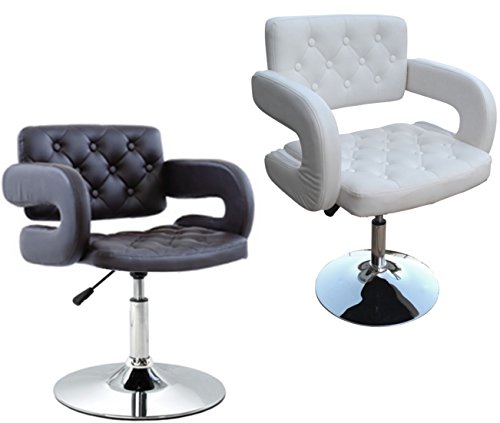 Polironeshop - Lisbona - Sillón taburete giratorio elegante de piel sintética para casa, oficina, vestíbulo, hotel, sala de espera, con pistón de gas, regulable, Bianco