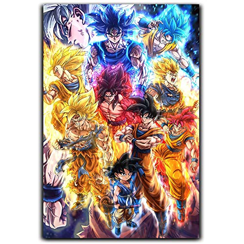 Póster de Dragon Ball Z, pintura en lienzo para habitación o dormitorio, pequeño goku David Onaolapo Dbz, póster homenaje al legado de Son Goku II, 50 x 76 cm