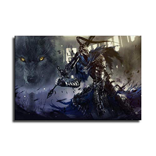 Póster de juego Dark-Souls-Remastered-Wolf Game Poster y arte de pared impresión moderna para dormitorio familiar