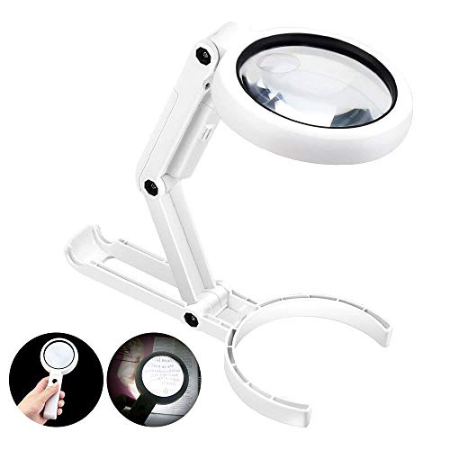 Powcan Lupa de Mano con Luz LED, Aumento de 5X - Lupa Iluminada de Lectura para Leer Libros, Periódico y Mapas Powcan Lupa de Mano con Luz LED, Aumento de 5X - Lupa Iluminada de Lectura para Leer Libros, Periódico y Mapas