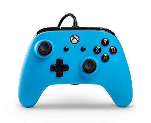 PowerA Mando con Cable con licencia oficial para Xbox One, Xbox One S, Xbox One X y Windows 10 - Azul