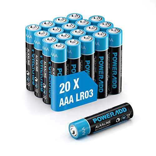 Poweradd Pilas Alcalinas AAA Baterías LR03 de 10 Años Larga Duración para Linternas, Relojes, Mandos a Distancia, Juguetes-20 Unidades de 1.5V Poweradd Pilas Alcalinas AAA Baterías LR03 de 10 Años Larga Duración para Linternas, Relojes, Mandos a Distancia, Juguetes-20 Unidades de 1.5V