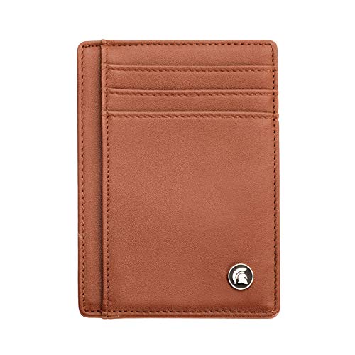 POWR Cartera delgada con bloqueo de identificación por radio frecuencia (RFID), tarjetero minimalista para tarjetas de crédito, con capacidad de hasta 7 tarjetas y billetes. Marrón claro POWR Cartera delgada con bloqueo de identificación por radio frecuencia (RFID), tarjetero minimalista para tarjetas de crédito, con capacidad de hasta 7 tarjetas y billetes. Marrón claro