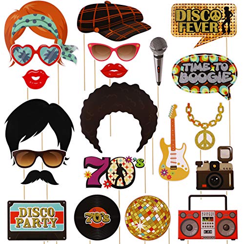 PRETYZOOM - Lote de 21 adornos para tarta de los años 70, accesorios de fiesta de encanto clásico 70S Disco accesorios de fiesta de retorno PRETYZOOM - Lote de 21 adornos para tarta de los años 70, accesorios de fiesta de encanto clásico 70S Disco accesorios de fiesta de retorno