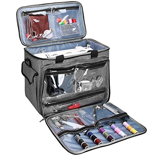 ProCase Bolsa Universal para Máquina de Coser Portátil, Bolso de Mano de Viaje para Singer, Alfa, Brother, Bernina, Toyota, PRIXTON, con Almacenamiento de Accesorios y Correa de Hombro -Gris ProCase Bolsa Universal para Máquina de Coser Portátil, Bolso de Mano de Viaje para Singer, Alfa, Brother, Bernina, Toyota, PRIXTON, con Almacenamiento de Accesorios y Correa de Hombro -Gris