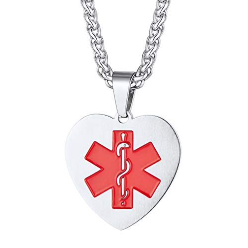 PROSTEEL Joyas Personalizables Collar/Pulsera de Emergencia con Símbolo de Médico Nombre Contacto Información de ID con Caja de Regalo