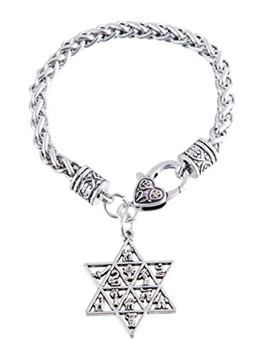 Pulsera con colgante de estrella de David y las 12 tribus de Israel, con cierre de mosquetón, amuleto de Wicca, talismán