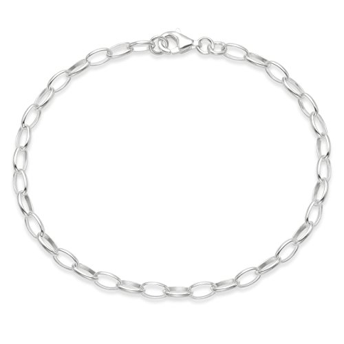 Pulsera de plata de ley en caja de regalo – pulsera de eslabones ovalados apto para Thomas Sabo Charms – Longitud aprox. 7 " – Peso 2.7 gms Pulsera de plata de ley en caja de regalo – pulsera de eslabones ovalados apto para Thomas Sabo Charms – Longitud aprox. 7 " – Peso 2.7 gms