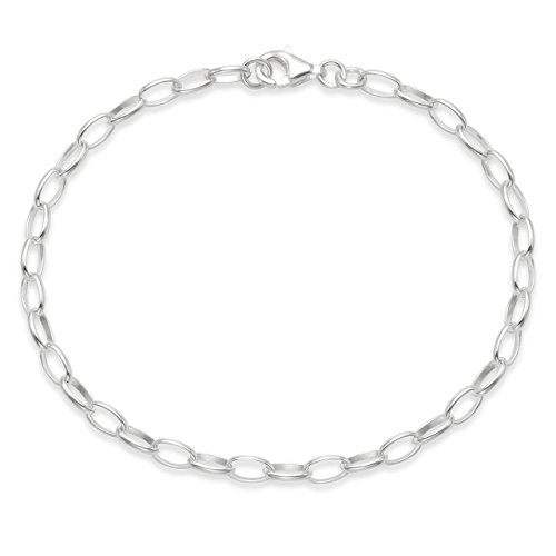 Pulsera de plata de ley en caja de regalo – pulsera de eslabones ovalados apto para Thomas Sabo Charms – Longitud aprox. 7 " – Peso 2.7 gms