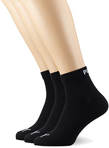 Puma Quarter Plain, Calcetín Unisex Adulto, Negro (Black), 35-38, (Pack de 3)