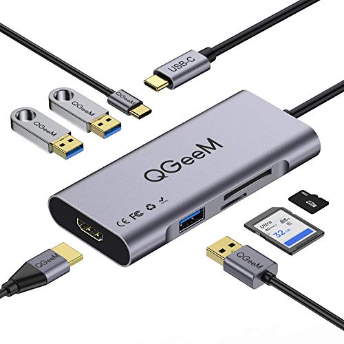 QGeeM Hub USB C, 7 en 1 Adaptador USB C,Tipo C Hub a HDMI 4k, 3 Puertos USB 3.0, Suministro de Energía de 100 W, Lectores de Tarjetas SD/TF Compatibles con MacBook Pro 13/15 (Thunderbolt 3) QGeeM Hub USB C, 7 en 1 Adaptador USB C,Tipo C Hub a HDMI 4k, 3 Puertos USB 3.0, Suministro de Energía de 100 W, Lectores de Tarjetas SD/TF Compatibles con MacBook Pro 13/15 (Thunderbolt 3)