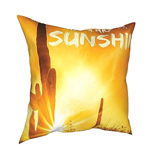 Q&SZ Sweatshirt Quote R Desert Sunset Cactus Plant Love Quotes Theme You Are My Sunshine Bed Accessories Orange Brown Yellow Various Specifications Fashion Pillow - No Inserts Included