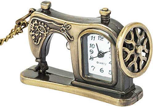 QTWW Reloj de Bolsillo y Reloj Reloj de Bolsillo Máquina de Coser de aleación de Bronce Antiguo Retro Cadena de Reloj de Bolsillo Colgante (Color: Bronce)