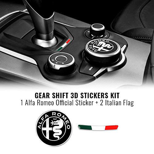 Quattroerre Kit adhesivo Alfa Romeo Logo 51 mm + Bandera para Interior Giulia Stelvio