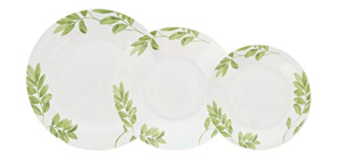 Quid Senda Vajilla de porcelana para 6 personas, 18 piezas, Blanca con ala decorada, Quid Senda Vajilla de porcelana para 6 personas, 18 piezas, Blanca con ala decorada,
