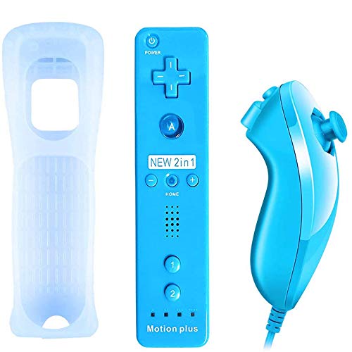 QUMOX 2in1 Remote MotionPlus Controller Mandos + Nunchuk para Nintendo Wii/Wii U