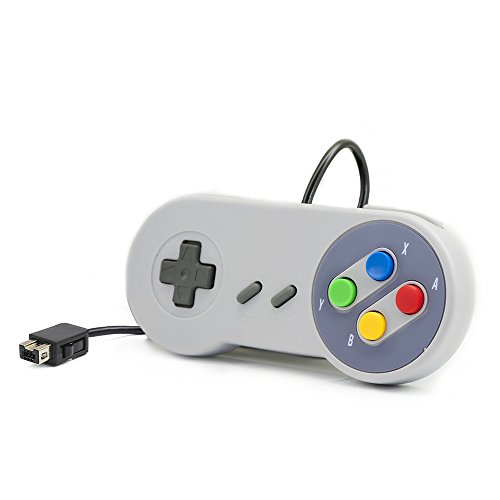 QUMOX Consola de Controlador Mando de Juego con Cable para Super Nintendo SNES Classic Mini Edition 2017