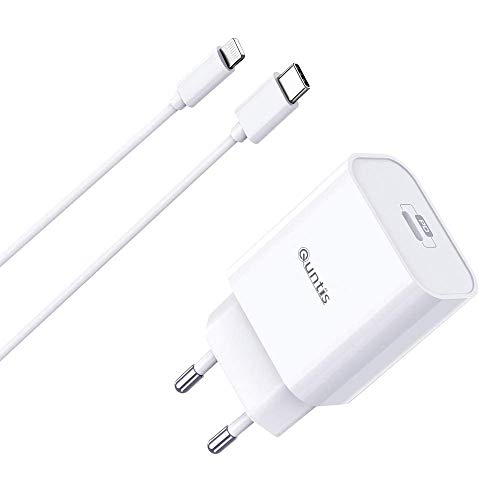 Quntis 30W Cargador Rapido de iPhone iPad+ 2m USB C a Lightning Cable, QC&PD 3.0 Tipo C Adaptador Certificado por MFi para iPhone SE 2020/12/12 Pro/11/11 Pro/XR/XS/X, iPad Pro