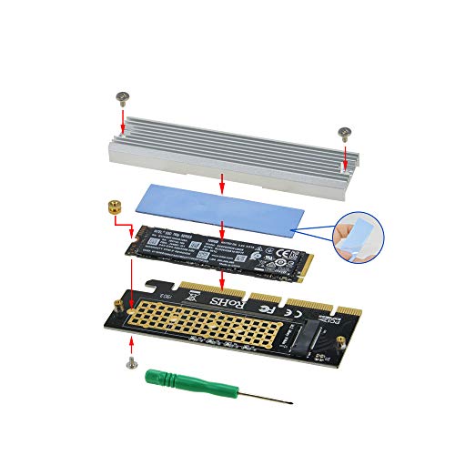 RA - Adaptador PCIe NVME M.2 NVME SSD a PCI Express con Toma de Carga para disipador de Calor