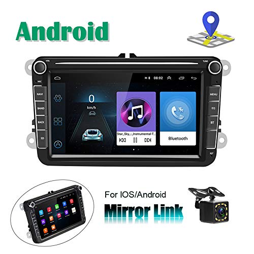 Radio para Coche Android para VW Navegación GPS Camecho 8'' Pantalla táctil capacitiva Bluetooth Car Reproductor estéreo WiFi FM Radio Receptor Dual USB para VW Golf Touran Jetta Polo Seat