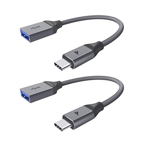 RAMPOW Adaptador USB C a USB 3.1[OTG] (2 Pack) Adaptador USB C/Thunderbolt Compatible con MacBook Pro 2016/2017, Huawei, Samsung, ChromeBook Pixel y Dispositivos con USB C - 20CM, Gris