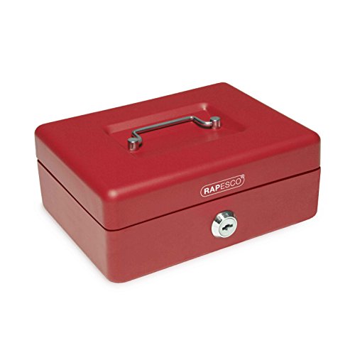 Rapesco money Caja fuerte portátil de 20 cm de ancho con portamonedas interior, color rojo