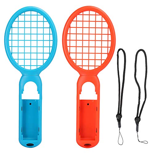 Raqueta de tenis de 1 par para el juego Switch Tennis ACE, controlador de detección de movimiento del mango, raqueta de tenis ergonómica y liviana para la consola de juegos Switch(Rojo + azul)