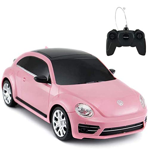 rastar RC Beetle Volkswagen Coche Teledirigido Remoto para niños a Escala 1:24, Coche de Juguete RC de Color Rosa para niños y niñas, Color Rosa