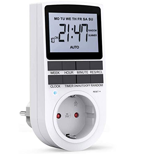 RATEL Temporizador Digital Programable, Enchufe Programador con herramienta de reinicio y modo aleatorio antirrobo Pantalla LCD grande 12/24 Horas, Diario/Semanal Ahorrar Energía y Dinero RATEL Temporizador Digital Programable, Enchufe Programador con herramienta de reinicio y modo aleatorio antirrobo Pantalla LCD grande 12/24 Horas, Diario/Semanal Ahorrar Energía y Dinero