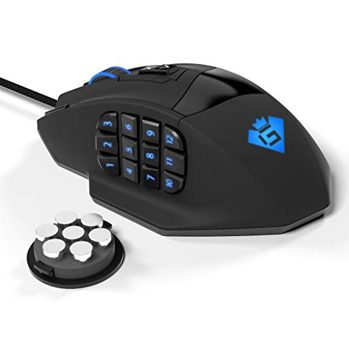 Ratón láser para juegos Gamspeed V8 MMO programable de alta precisión 16400 DPI para PC, 18 botones programables, 12 botones laterales Ratón láser para juegos Gamspeed V8 MMO programable de alta precisión 16400 DPI para PC, 18 botones programables, 12 botones laterales