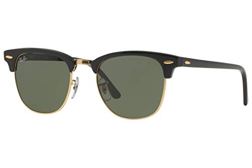 Ray-Ban RB3016 Clubmaster Classic Unisex Sunglasses (Black Frame / Green G-15 Lens W0365, 51)