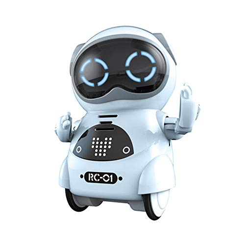 RC TECNIC Mini Robot Interactivo para Niños Reconoce Tu Voz Responde Español Baila Música | Pocket Toy Robot | Juguete electronico Infantil de Bolsillo (Azul)