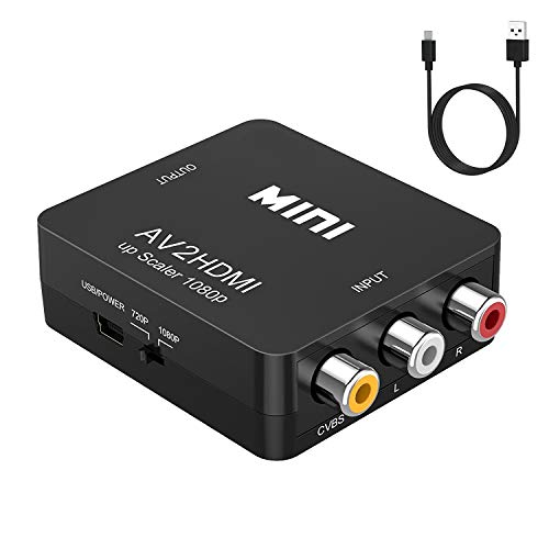 RCA a HDMI Adaptador,AV a HDMI Convertidor, ABLEWE 1080P Mini AV Composite CVBS Video Video Audio Converter Adapter Soporte PAL/NTSC para PC/Laptop/Xbox / PS4 / PS3 / TV/STB/VCR Cámara DVD