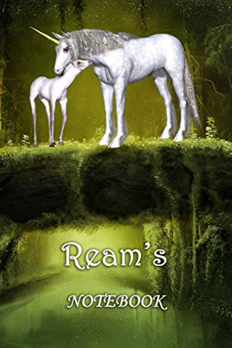 Ream's Notebook: Ream Personalised Custom Name Notebook - Unicorn Family