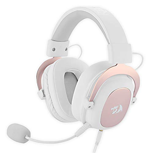 Redragon H510W ZEUS 2 WHITE - Auriculares headset cómodos para Gaming - Audio de Alta Definición + Potentes Bajos - Cascos blancos con Micrófono para PC, Móvil, PS4 - Sonido 7.1 + Software descargable