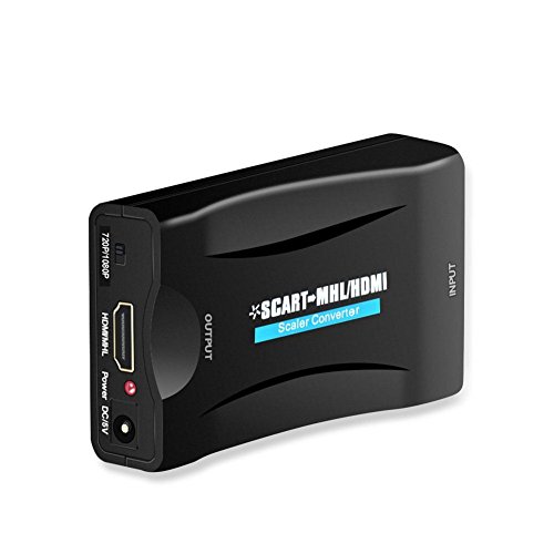 REFURBISHHOUSE Scart a HDMI 1080p 60Hz Adaptador SCART Enchufe y USA Caja conversor analogica a Digital Adaptador Scart HDMI de Audio Video Soporte PAL/NTSC/SECAM para PS4 / PS3 / TV/DVD