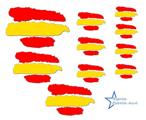 REGALOS ESTRELLA AZUL Pegatinas Banderas de España, Pack de 10 Stickers Pegatina España