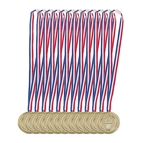 Relaxdays Medallas Doradas para niños, Set de 12, Antorcha, Colgante, Premio para ganadores, 5 cm Ø, Plástico Relaxdays Medallas Doradas para niños, Set de 12, Antorcha, Colgante, Premio para ganadores, 5 cm Ø, Plástico