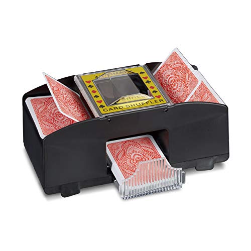 Relaxdays Mezclador de Cartas, Póker, 2 Barajas, a Pilas, Barajador Automático, Plástico, 1 Ud, 14x20x11,5 cm, Negro, color (10020520) Relaxdays Mezclador de Cartas, Póker, 2 Barajas, a Pilas, Barajador Automático, Plástico, 1 Ud, 14x20x11,5 cm, Negro, color (10020520)