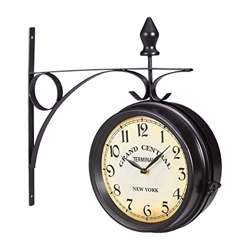 Relaxdays Reloj de estación de Tren, Doble, Retro, A Pilas, Vintage, Negro Relaxdays Reloj de estación de Tren, Doble, Retro, A Pilas, Vintage, Negro