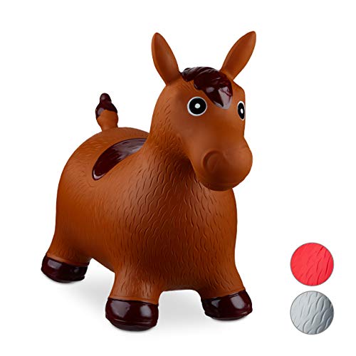 Relaxdays- Saltador Hinchable Caballo para Niños hasta 50 Kg sin BPA, Plástico, Color marrón, 48 x 26 x 58 cm (10024991_93) , color/modelo surtido Relaxdays- Saltador Hinchable Caballo para Niños hasta 50 Kg sin BPA, Plástico, Color marrón, 48 x 26 x 58 cm (10024991_93) , color/modelo surtido