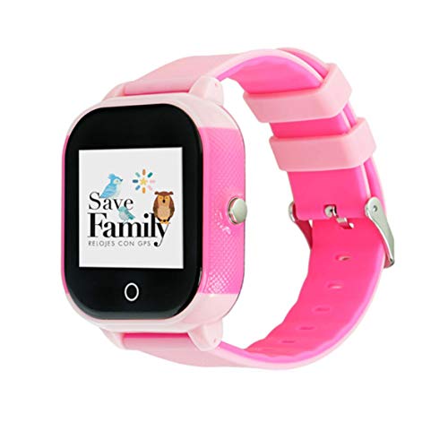 Reloj con GPS para niños Save Family Modelo Junior Acuático IP67. Smartwatch Juvenil. Botón SOS, Anti-Bullying, Chat Privado, Modo Colegio, Llamadas y Mensajes. App Propia. Incluye Cargador. Rosa.