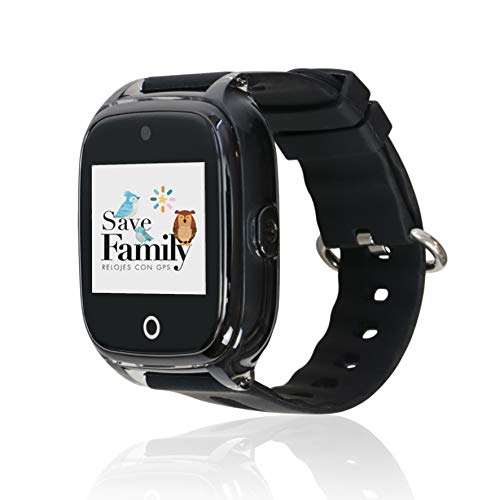 Reloj con GPS para niños SaveFamily Infantil Superior acuático Ip67 con cámara. Botón SOS, Anti-Bullying, Chat Privado, Modo Colegio, Llamadas y Mensajes. App SaveFamily. Incluye Cargador. Negro