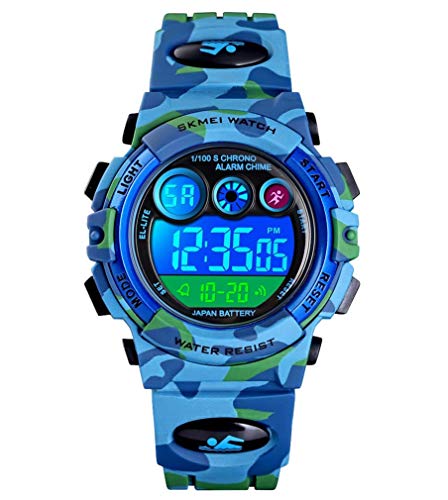 Reloj Niños,Reloj para Niños Digital Sport Multifunción Cronógrafo LED 50M Impermeable Alarma Reloj analógico Militar para Niños con Banda De Silicona