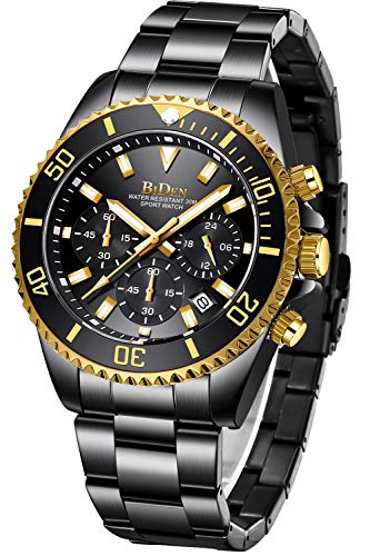 Relojes Hombre Relojes Grandes de Pulsera Militares Cronografo Diseñador Luminosos Impermeable Reloj Hombre Deportivos de Acero Inoxidable Plata Analogicos Fecha Dorado