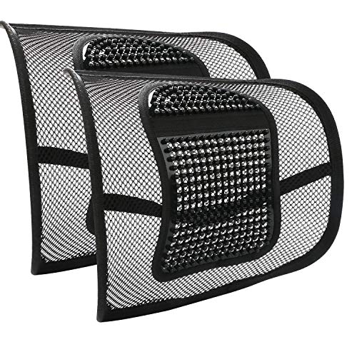 RenFox Cojín Lumbar de Malla Cojín de Soporte Lumbar Respaldo Lumbar Ergonomico Almohada de Lumbar para Silla Oficina Coche Corrije la Postura Alivia el Dolor Lumbar (Negro, 2 Piezas)