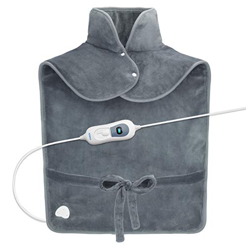 RENPHO Almohadilla térmica para el alivio del dolor de espalda, 60 x 90cm Almohadilla térmica ponderada para el cuello y los hombros, calentamiento rápido con 3 ajustes de temperatura, Gris RENPHO Almohadilla térmica para el alivio del dolor de espalda, 60 x 90cm Almohadilla térmica ponderada para el cuello y los hombros, calentamiento rápido con 3 ajustes de temperatura, Gris